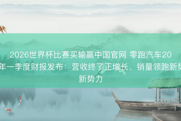 2026世界杯比赛买输赢中国官网 零跑汽车2026年一季度财报发布：营收终了正增长、销量领跑新势力