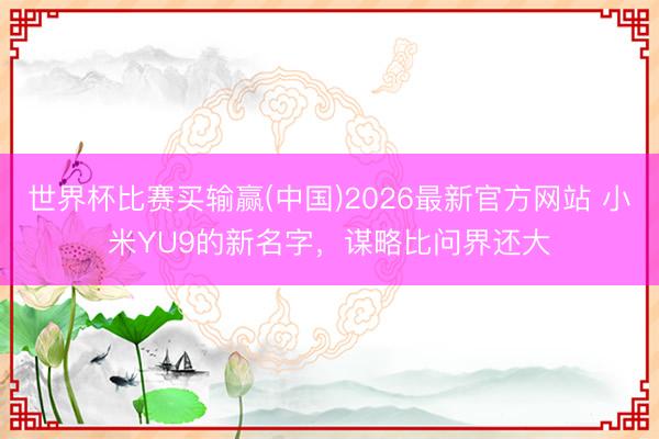 世界杯比赛买输赢(中国)2026最新官方网站 小米YU9的新名字,谋略比问界还大