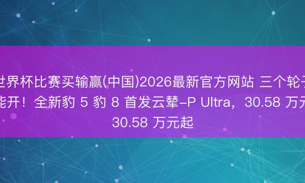 世界杯比赛买输赢(中国)2026最新官方网站 三个轮子也能开！全新豹 5 豹 8 首发云辇-P Ultra，30.58 万元起