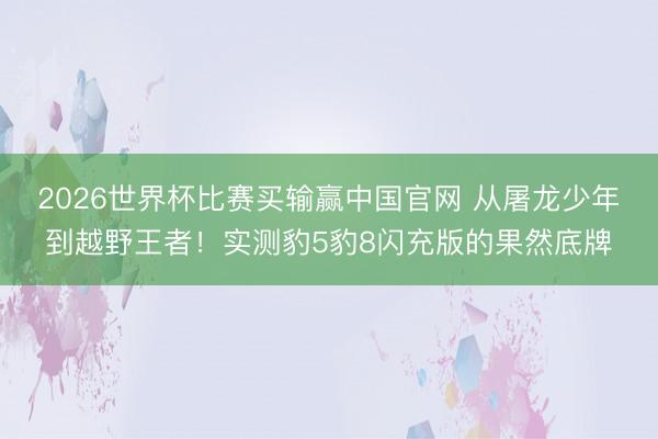 2026世界杯比赛买输赢中国官网 从屠龙少年到越野王者！实测豹5豹8闪充版的果然底牌