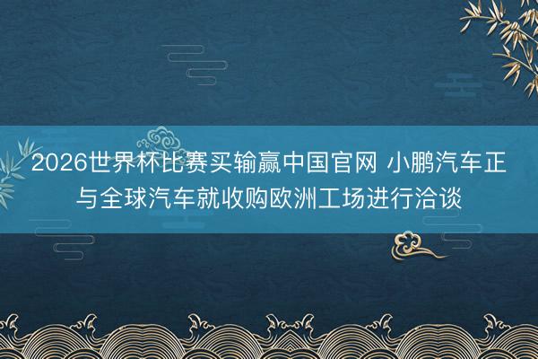 2026世界杯比赛买输赢中国官网 小鹏汽车正与全球汽车就收购欧洲工场进行洽谈