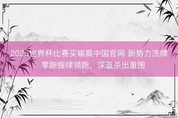 2026世界杯比赛买输赢中国官网 新势力洗牌：零跑握续领跑，深蓝杀出重围