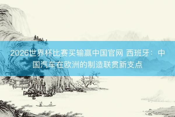 2026世界杯比赛买输赢中国官网 西班牙：中国汽车在欧洲的制造联贯新支点