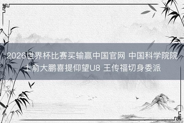 2026世界杯比赛买输赢中国官网 中国科学院院士俞大鹏喜提仰望U8 王传福切身委派