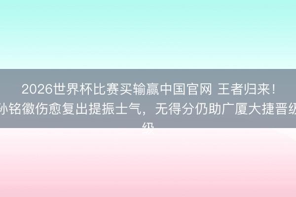 2026世界杯比赛买输赢中国官网 王者归来！孙铭徽伤愈复出提振士气，无得分仍助广厦大捷晋级