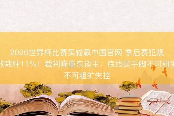 2026世界杯比赛买输赢中国官网 季后赛犯规吹罚数栽种11%！裁判隆重东谈主：底线是手脚不可粗犷失控