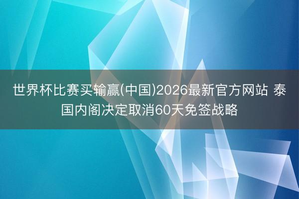世界杯比赛买输赢(中国)2026最新官方网站 泰国内阁决定取消60天免签战略