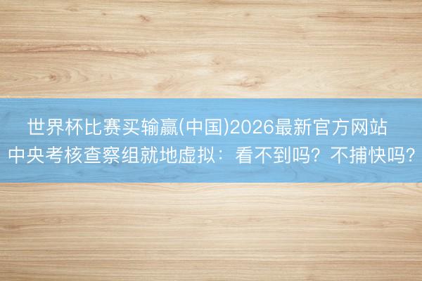 世界杯比赛买输赢(中国)2026最新官方网站 中央考核查察组就地虚拟：看不到吗？不捕快吗？