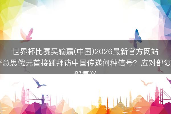 世界杯比赛买输赢(中国)2026最新官方网站 好意思俄元首接踵拜访中国传递何种信号?应对部复兴