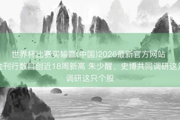 世界杯比赛买输赢(中国)2026最新官方网站 新基金刊行数目创近18周新高 朱少醒、史博共同调研这只个股