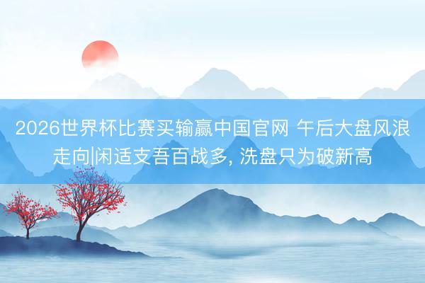 2026世界杯比赛买输赢中国官网 午后大盘风浪走向|闲适支吾百战多, 洗盘只为破新高