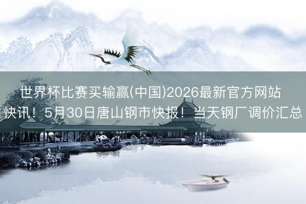 世界杯比赛买输赢(中国)2026最新官方网站 快讯！5月30日唐山钢市快报！当天钢厂调价汇总