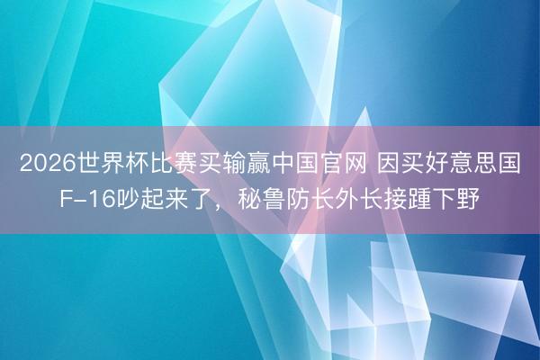 2026世界杯比赛买输赢中国官网 因买好意思国F-16吵起来了，秘鲁防长外长接踵下野